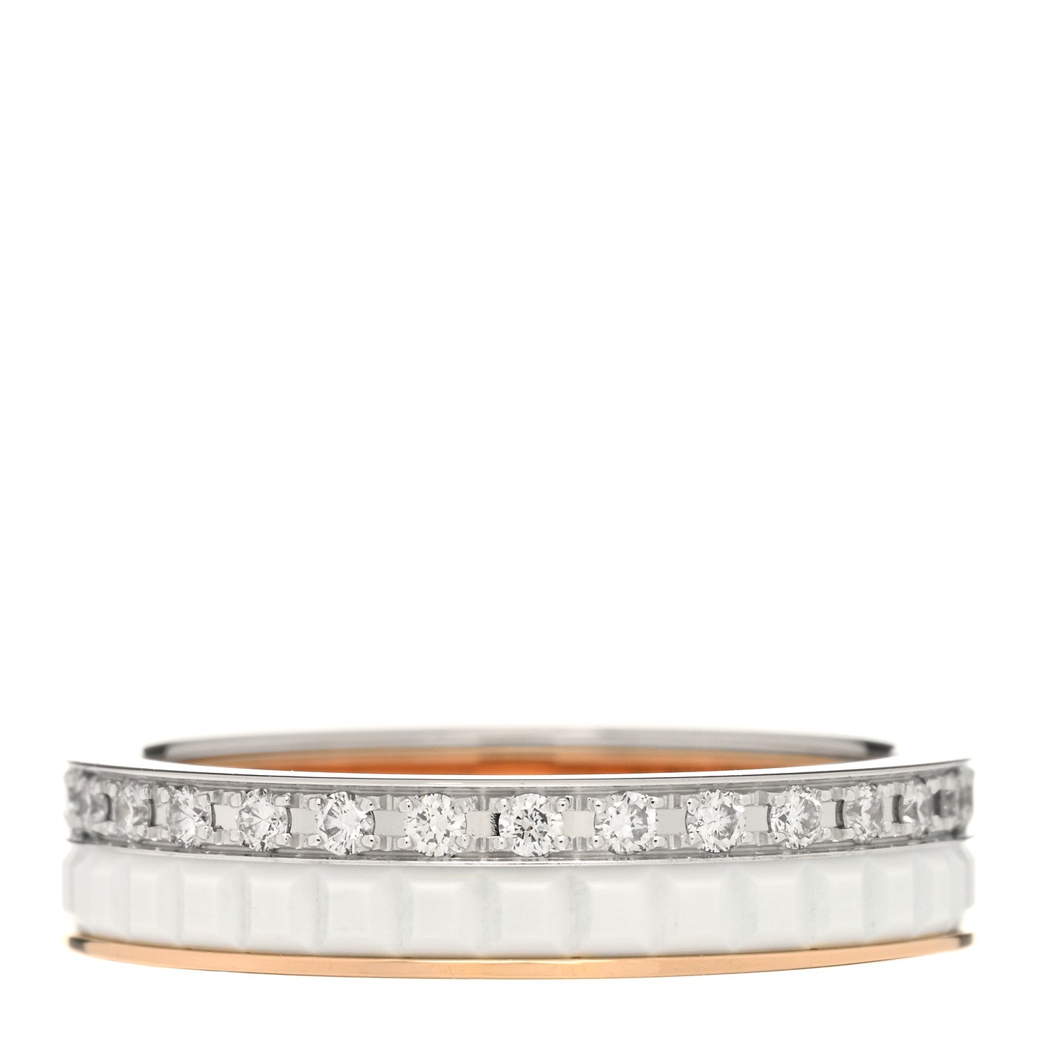 Boucheron 18K Pink White Gold Ceramic Diamond Quatre Classique Wedding Band Ring 46 3.75 2 of 3