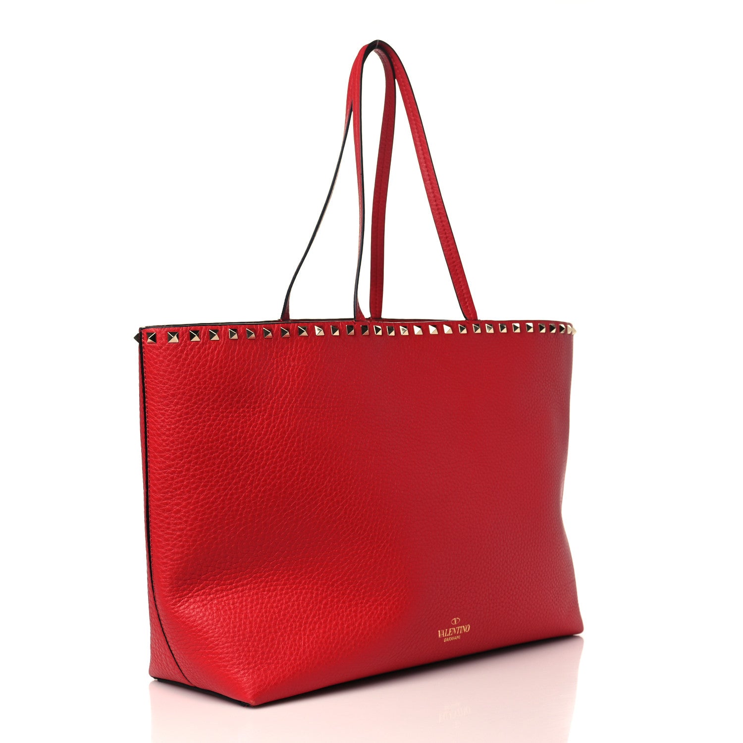 Valentino Garavani Grained Calfskin Rockstud Shoulder Tote Rouge Pur 3 of 10