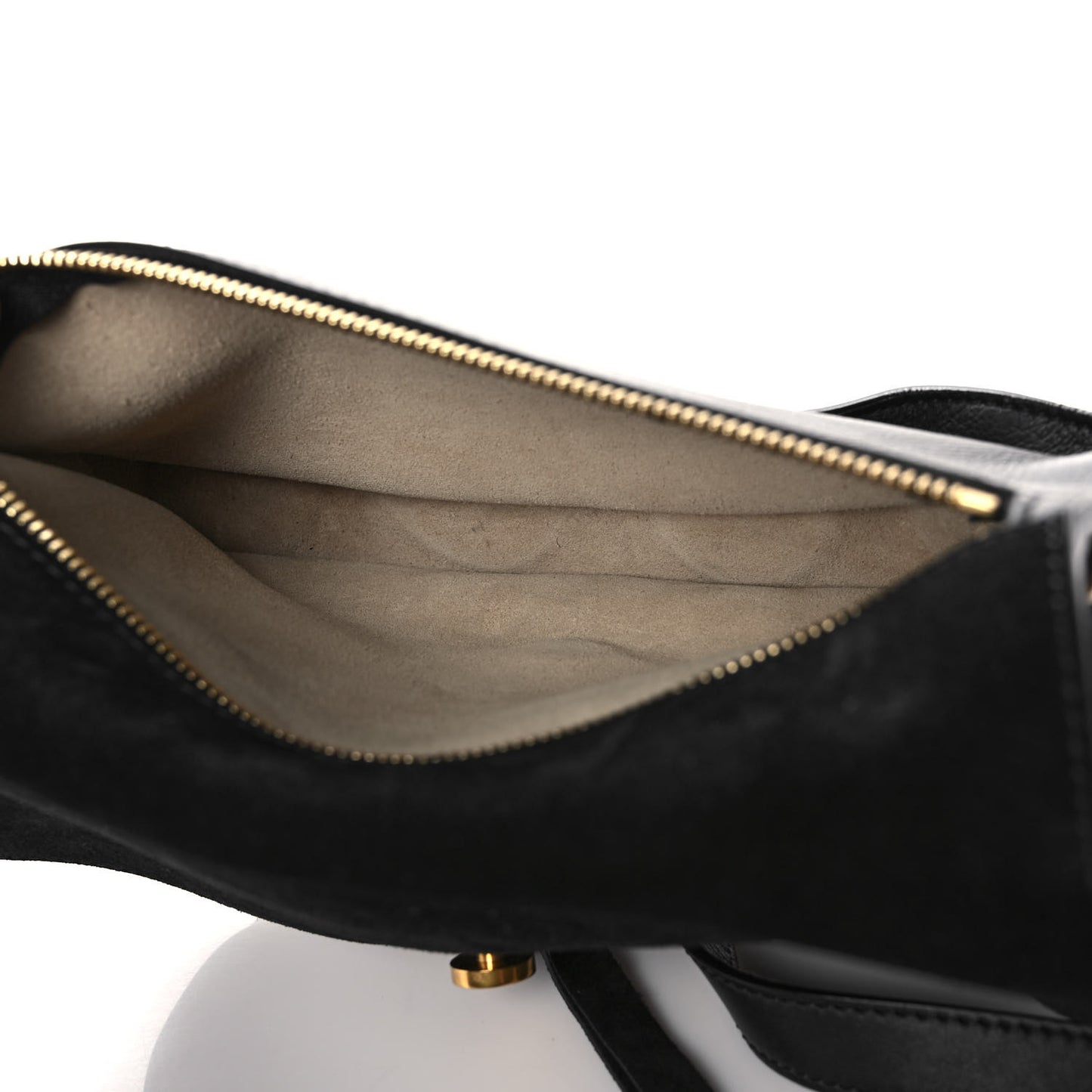 Suede Smooth Calfskin Medium Kurtis Shoulder Bag Black