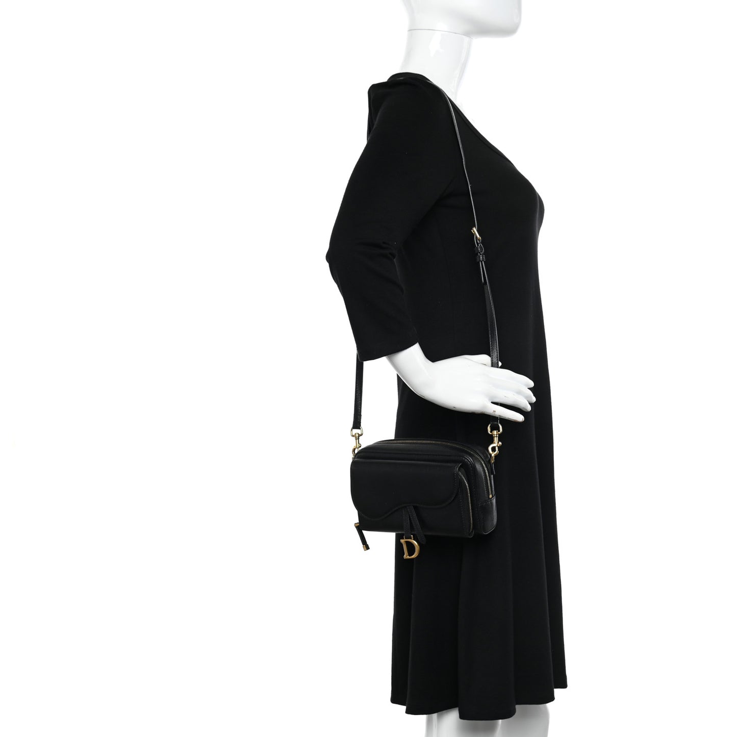 Goatskin Double Saddle Pouch Black