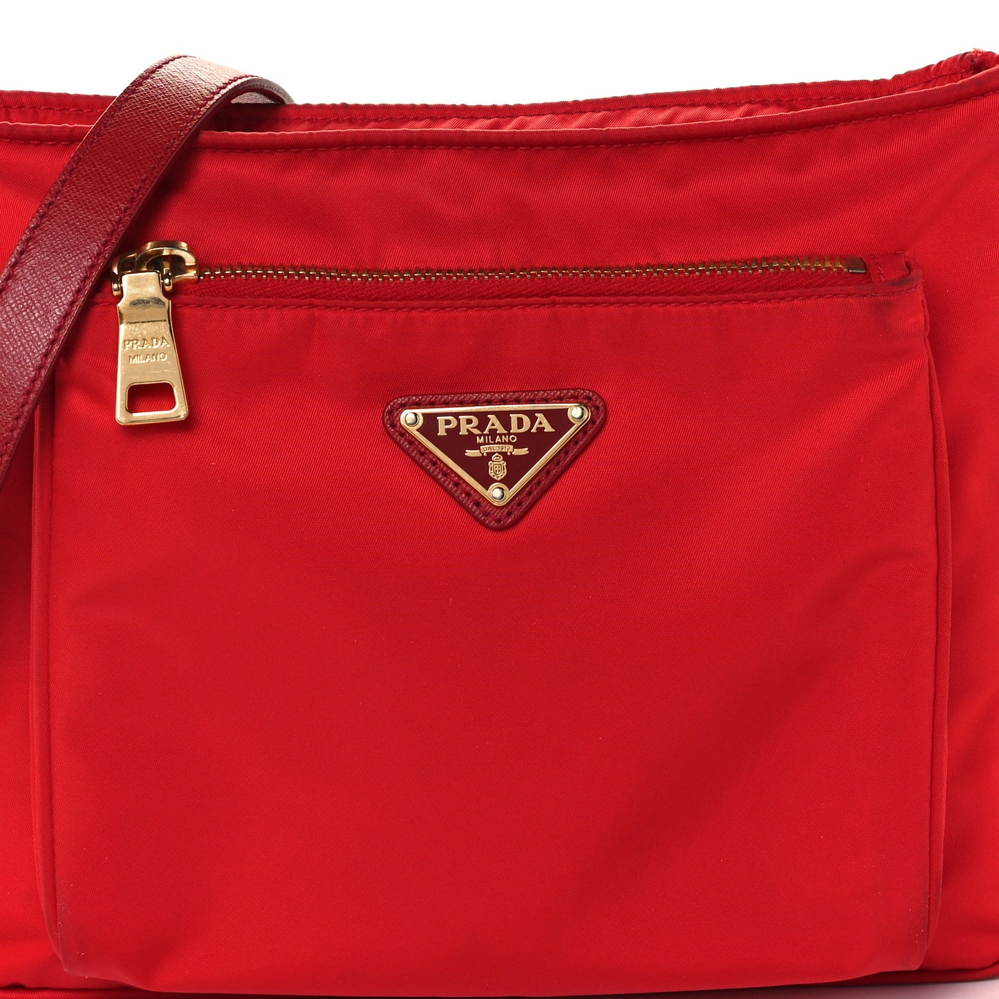 Tessuto Nylon Saffiano Pocket Messenger Bag Red