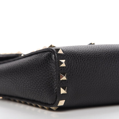 Valentino Garavani Pebbled Calfskin Rockstud Flip Lock Flap Messenger Black 6 of 9