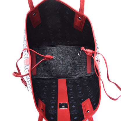 MCM Visetos Medium Liz Reversible Shopper Tote Black Red 9 of 14