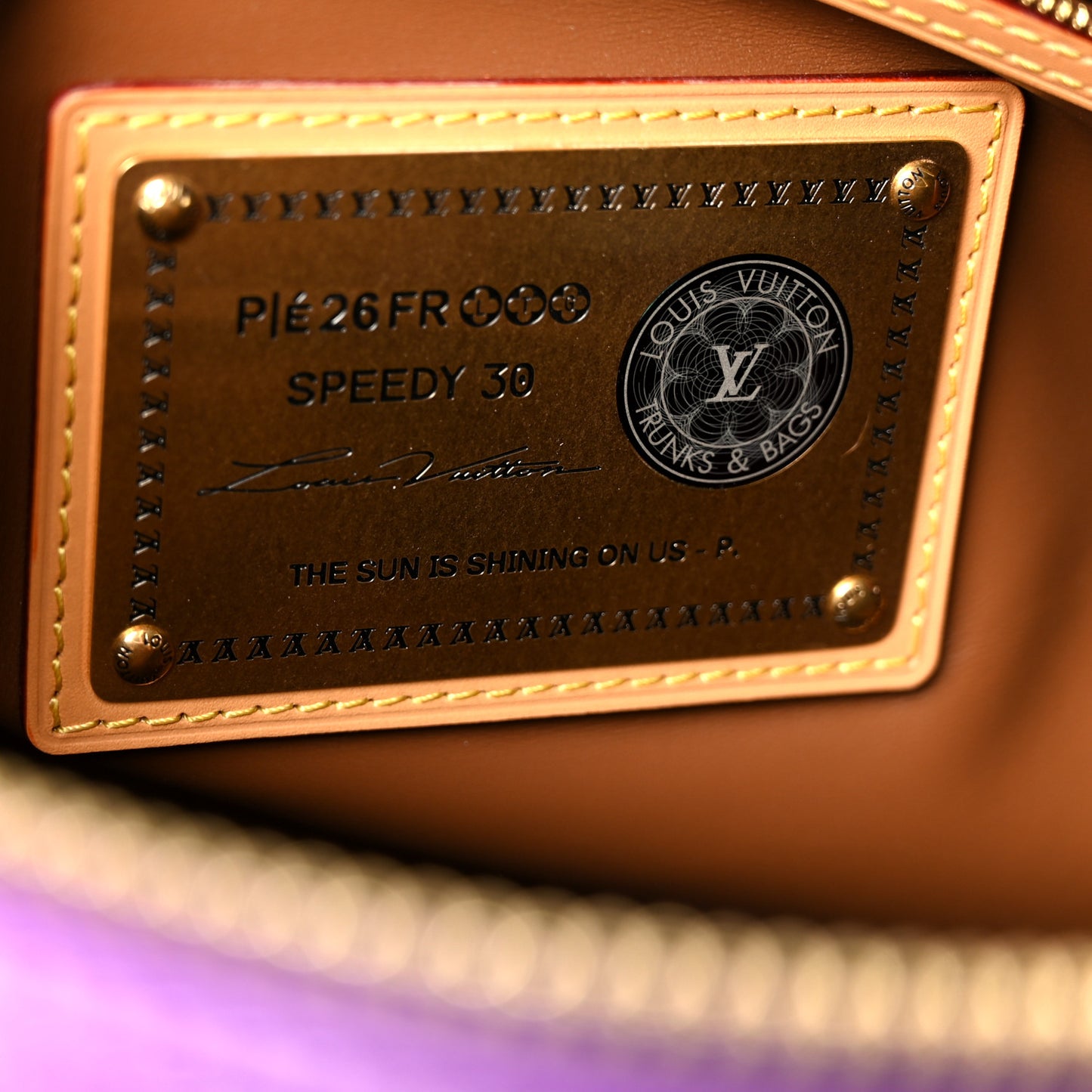 Calfskin Embroidered Monogram Speedy P9 Bandouliere 30 Golden Lotus Purple