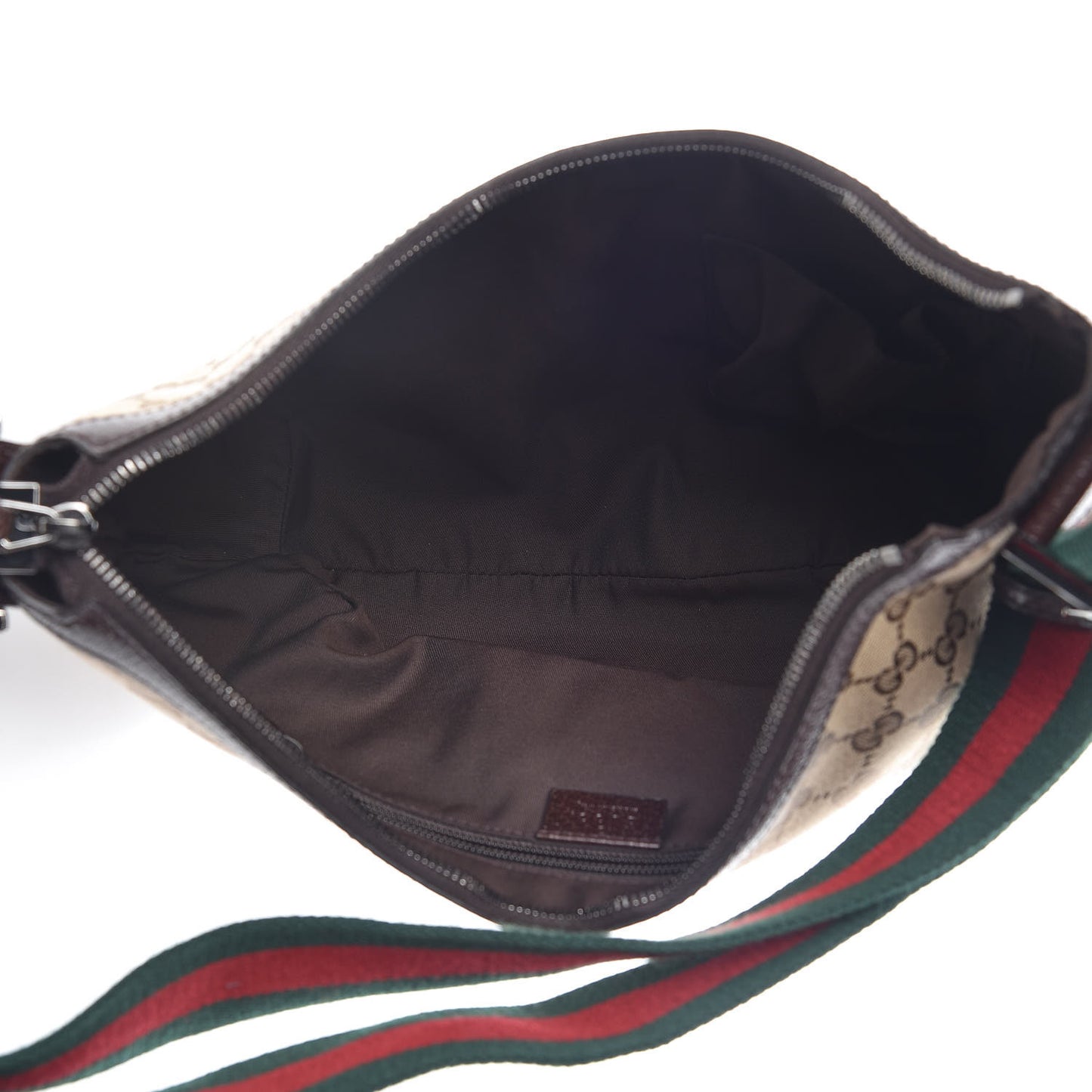 Monogram Web Medium Half Moon Hobo Dark Brown