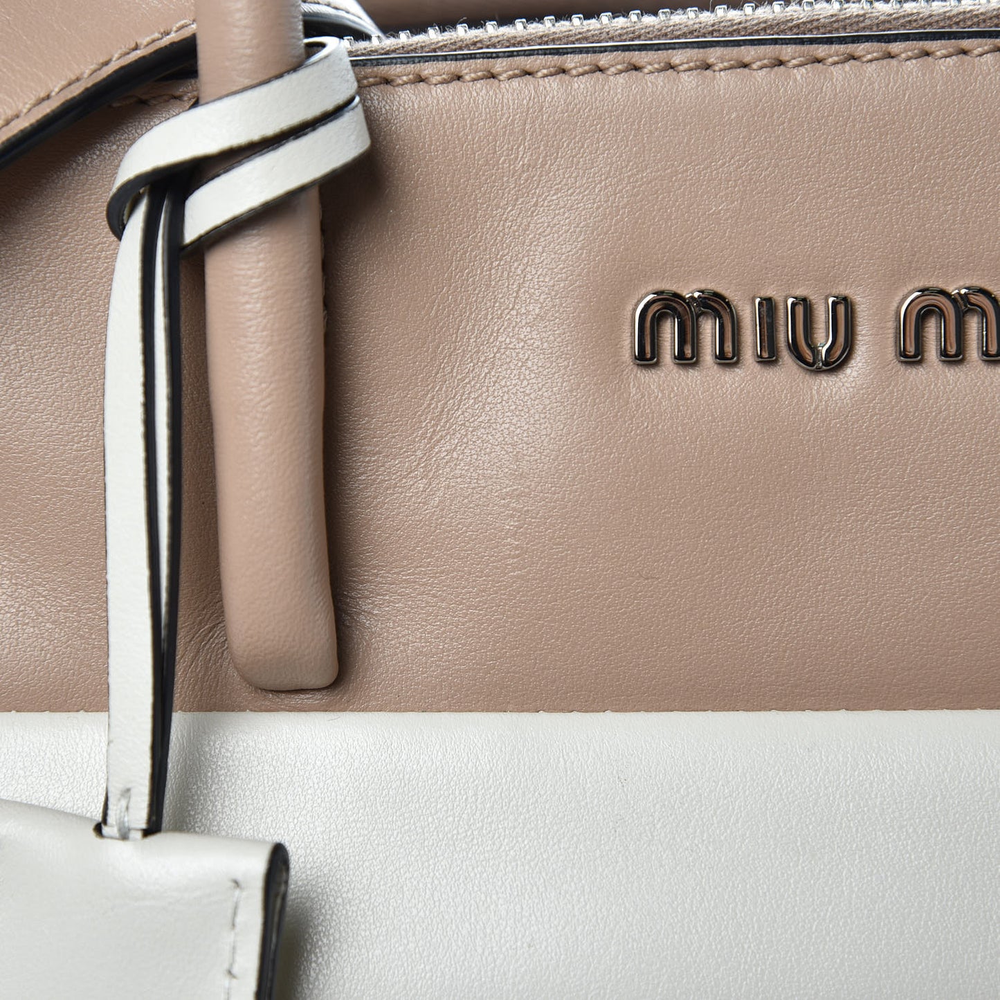 Soft Calf Colorblock Twin Pocket Tote Cammeo Cannella