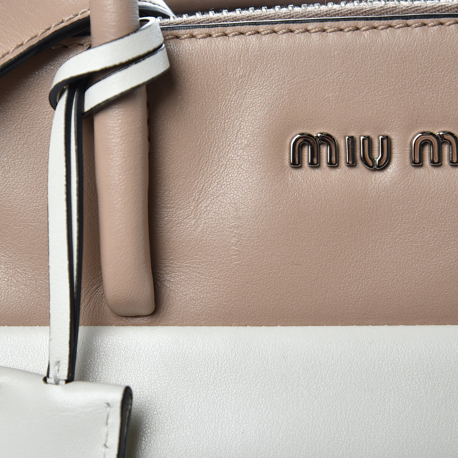 Miu Miu Soft Calf Colorblock Twin Pocket Tote Cammeo Cannella 12 of 13