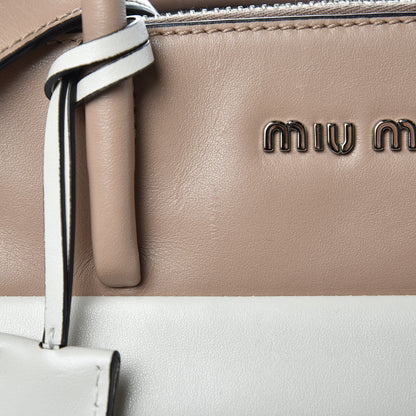 Miu Miu Soft Calf Colorblock Twin Pocket Tote Cammeo Cannella 12 of 13