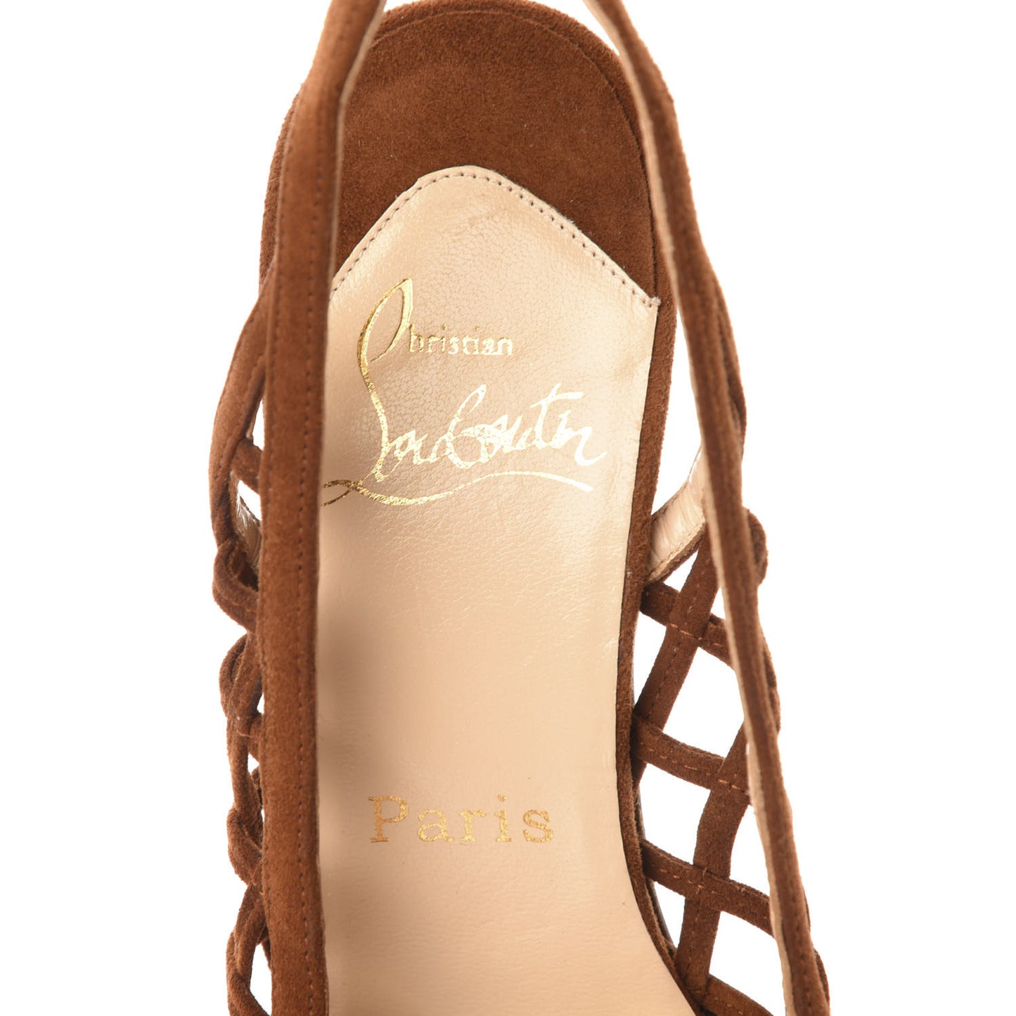 Suede Nuit D'Ete Platform Slingback Peep Toe Pumps 35.5 Marron