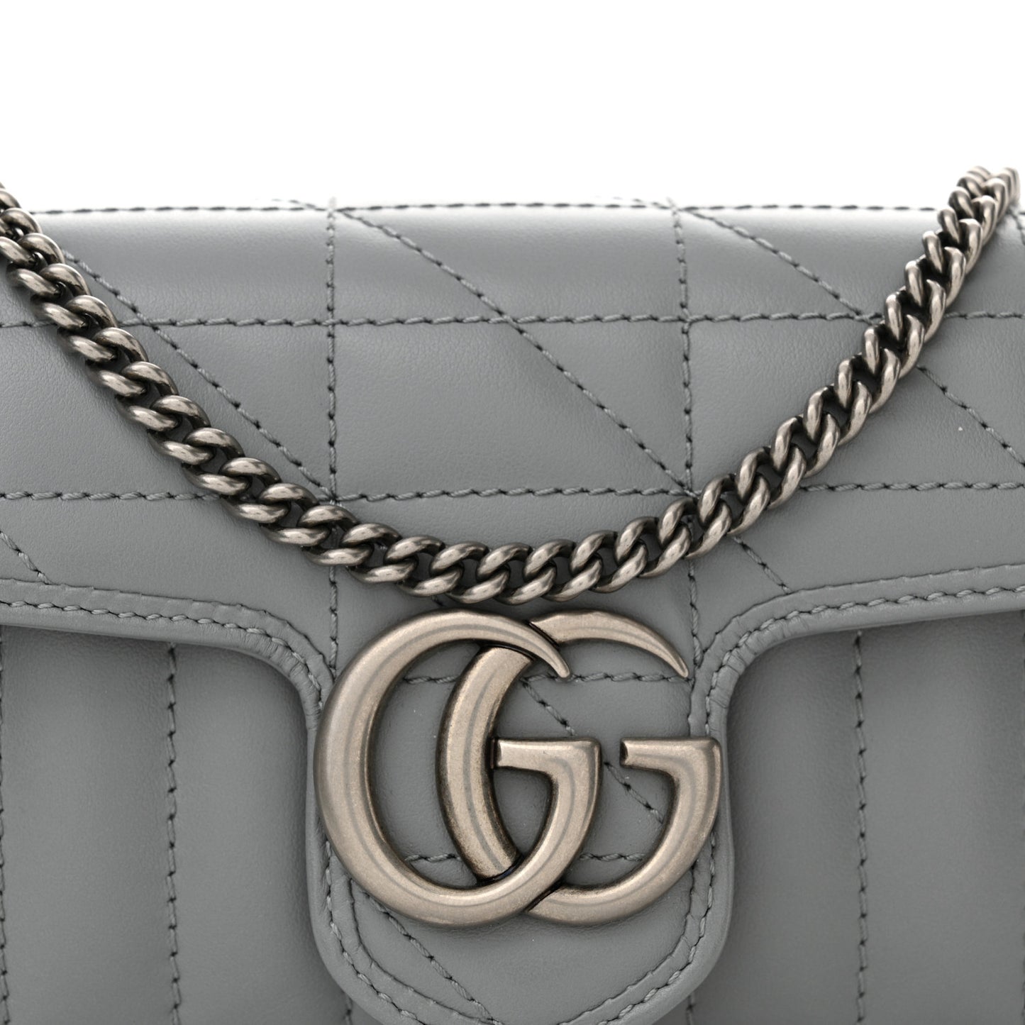 Calfskin Matelasse Aria Super Mini GG Marmont Shoulder Bag Deep Grey