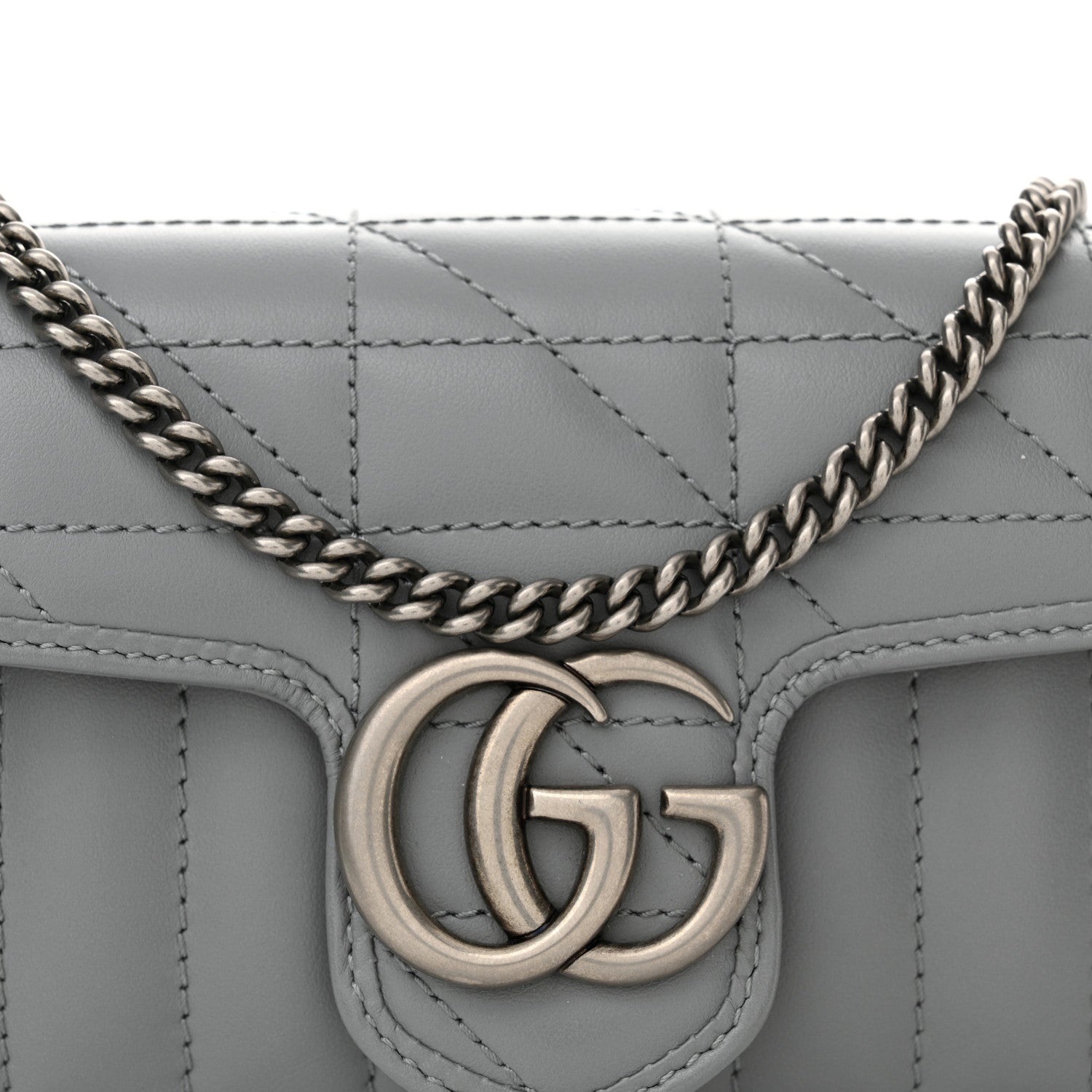 Gucci Calfskin Matelasse Aria Super Mini GG Marmont Shoulder Bag Deep Grey 8 of 13