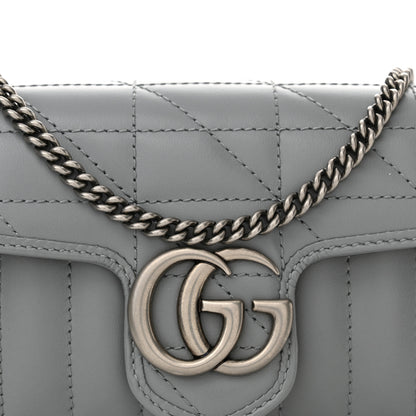 Gucci Calfskin Matelasse Aria Super Mini GG Marmont Shoulder Bag Deep Grey 8 of 13