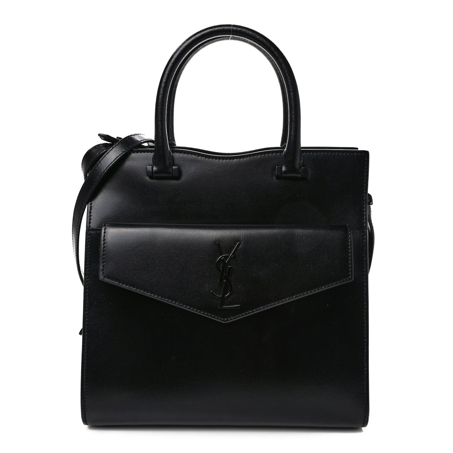 Shiny Calfskin Small Uptown Tote Black