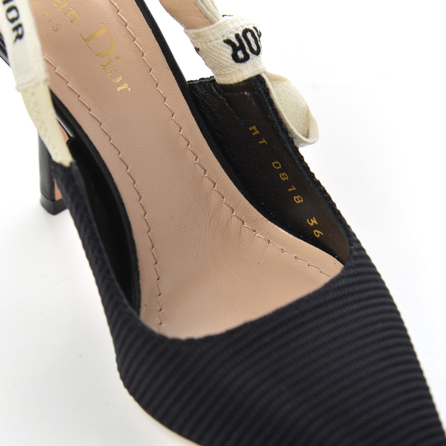 Technical Canvas Ribbon J'Adior Slingback 100mm Pumps 36 Black