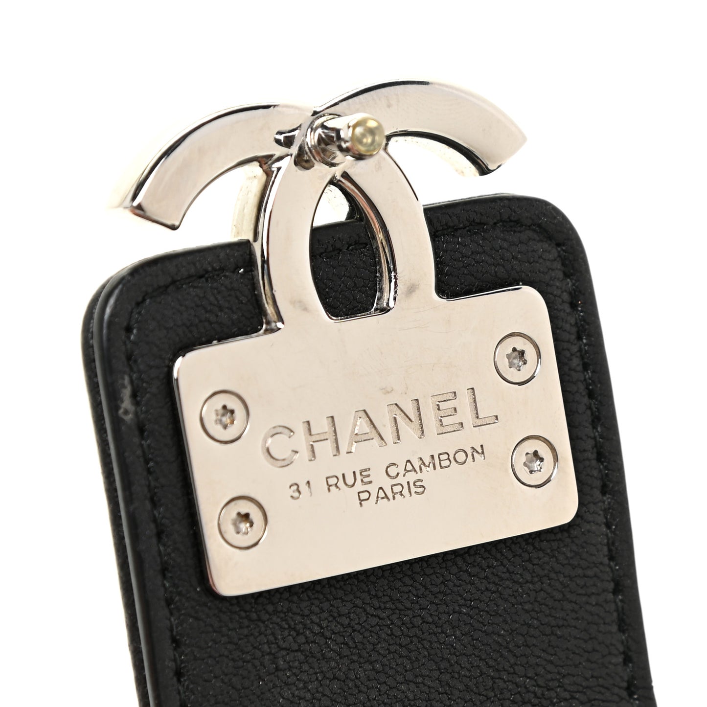Lambskin Quilted CC Box Clutch With Chain Black