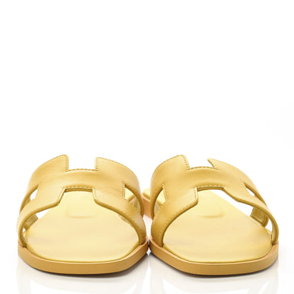 Hermes Calfskin Oran Sandals 35 Jaune Citron 2 of 9