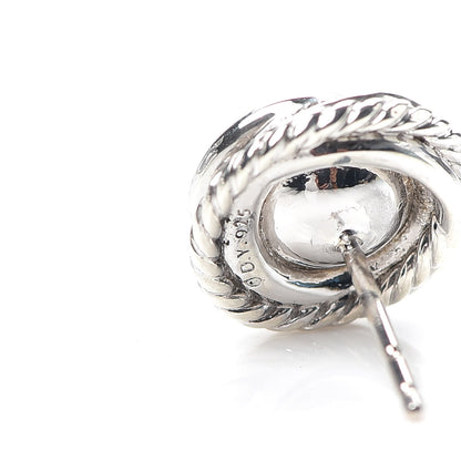 David Yurman Sterling Silver Diamond Freshwater Pearl Crossover Earrings 4 of 4