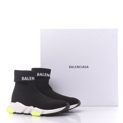 Balenciaga Neoprene Knit Mens Speed Cuffed Sneakers 39 Black White Yellow Fluo 10 of 10