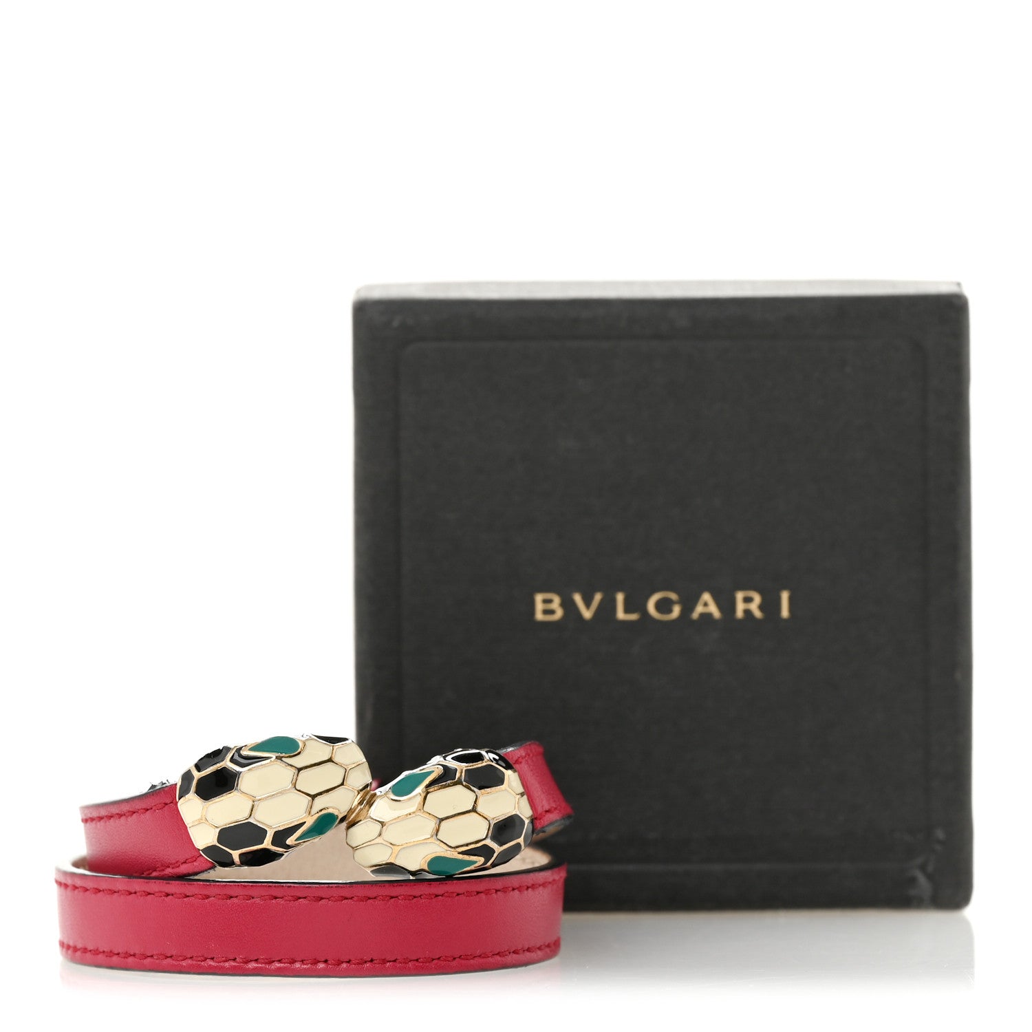 Bulgari Calfskin Serpenti Forever Double Coil Bracelet Pink 8 of 8