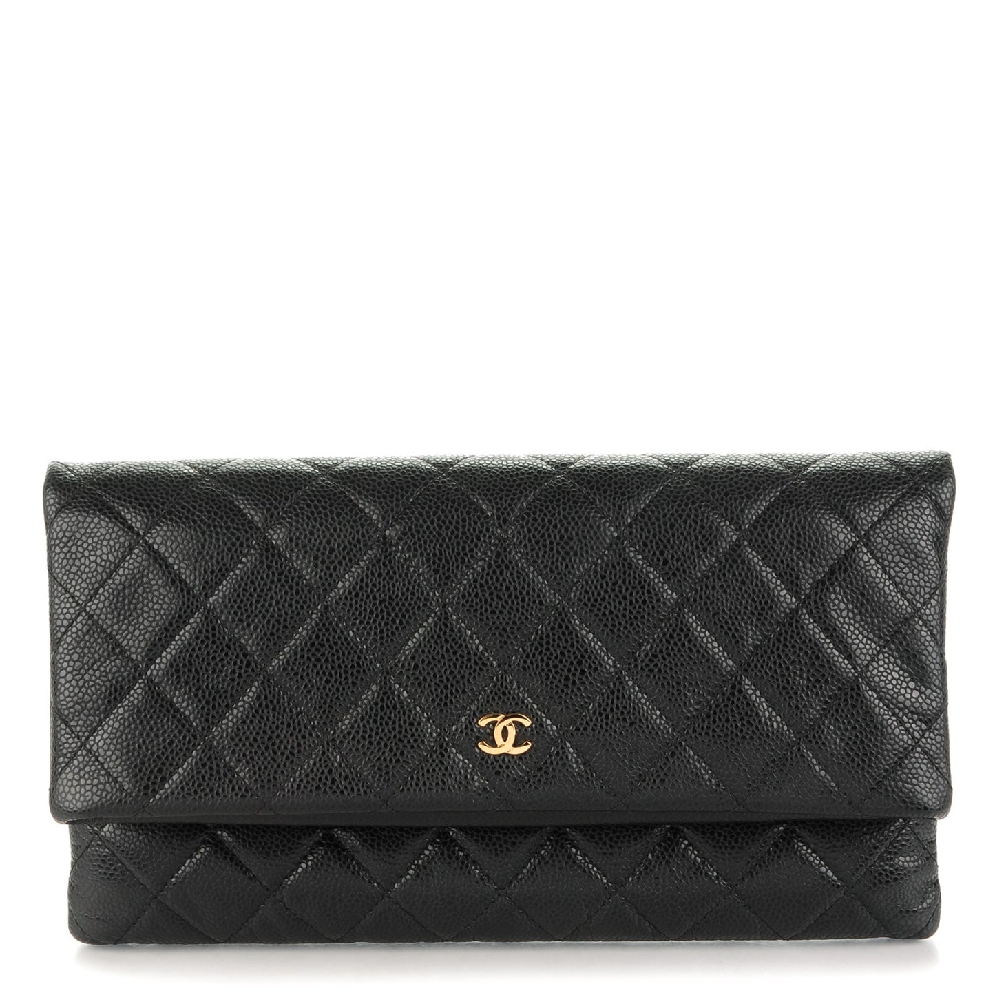 Caviar Quilted CC Beauty Clutch Black