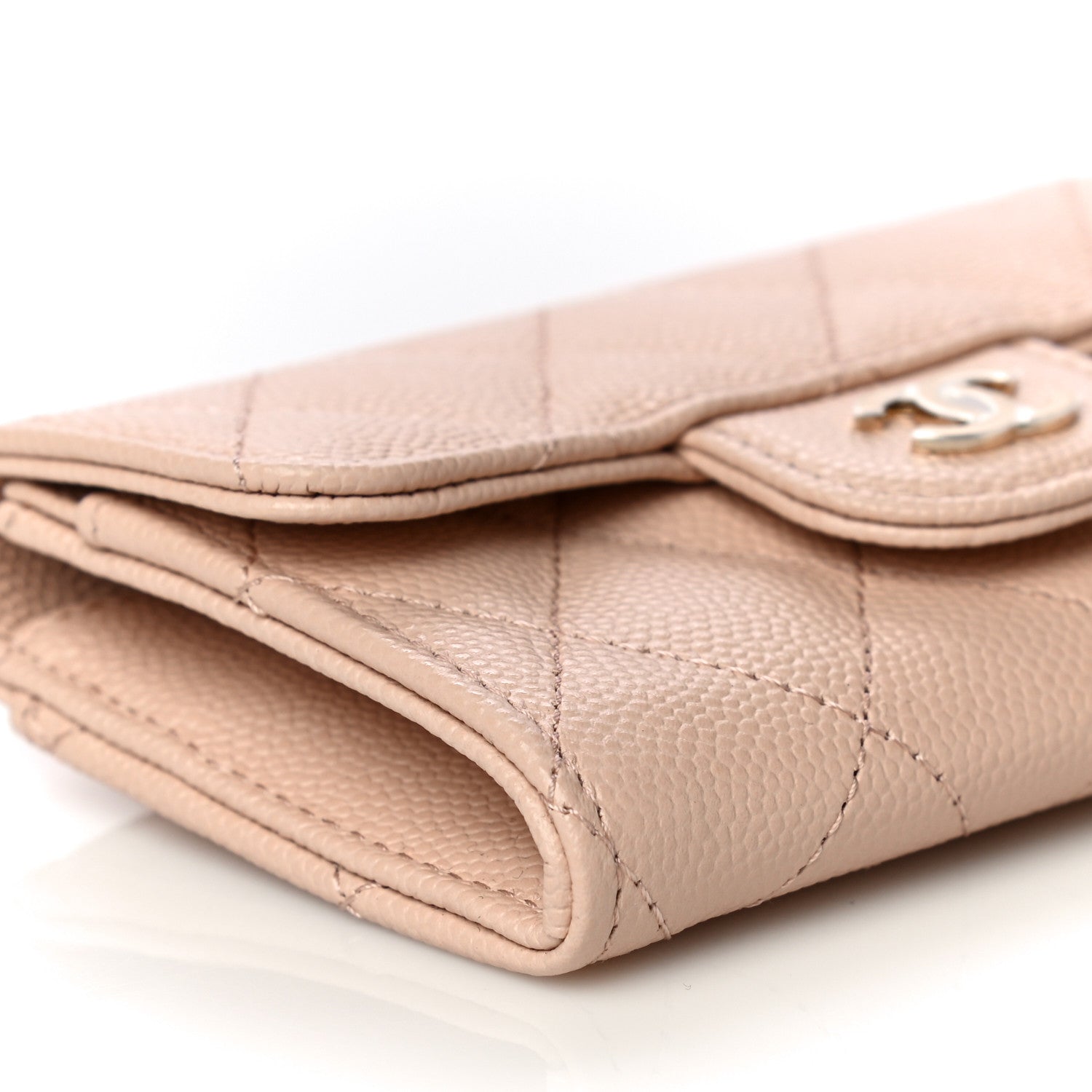 Chanel Caviar Quilted Flap Card Holder Wallet Beige 10 of 12