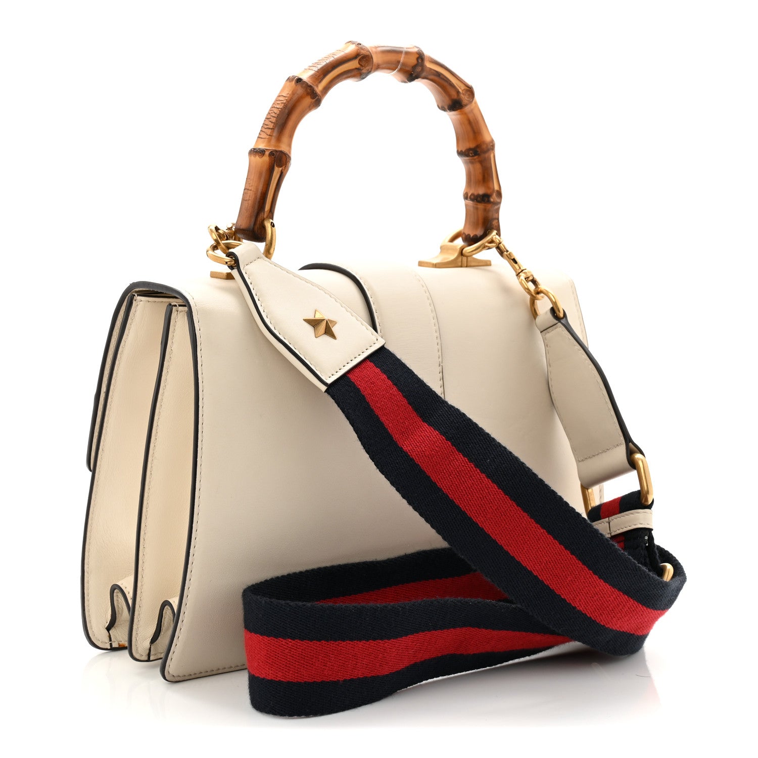 Gucci Calfskin Bamboo Web Medium Dionysus Top Handle Bag White Blue Hibiscus Red 3 of 10