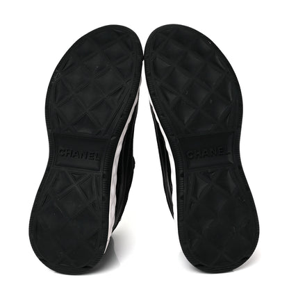Chanel Velvet Calfskin Mixed Fibers CC Sneakers 37.5 Black 6 of 10