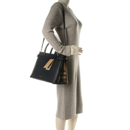 Burberry Calfskin House Check Medium Banner Tote Ink Blue 2 of 8