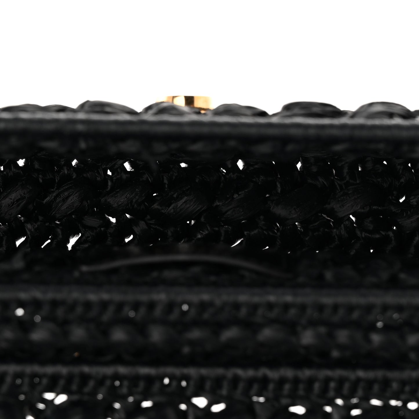 Raffia Effect Claude Chain Shoulder Bag Black