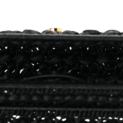 Celine Raffia Effect Claude Chain Shoulder Bag Black 5 of 10