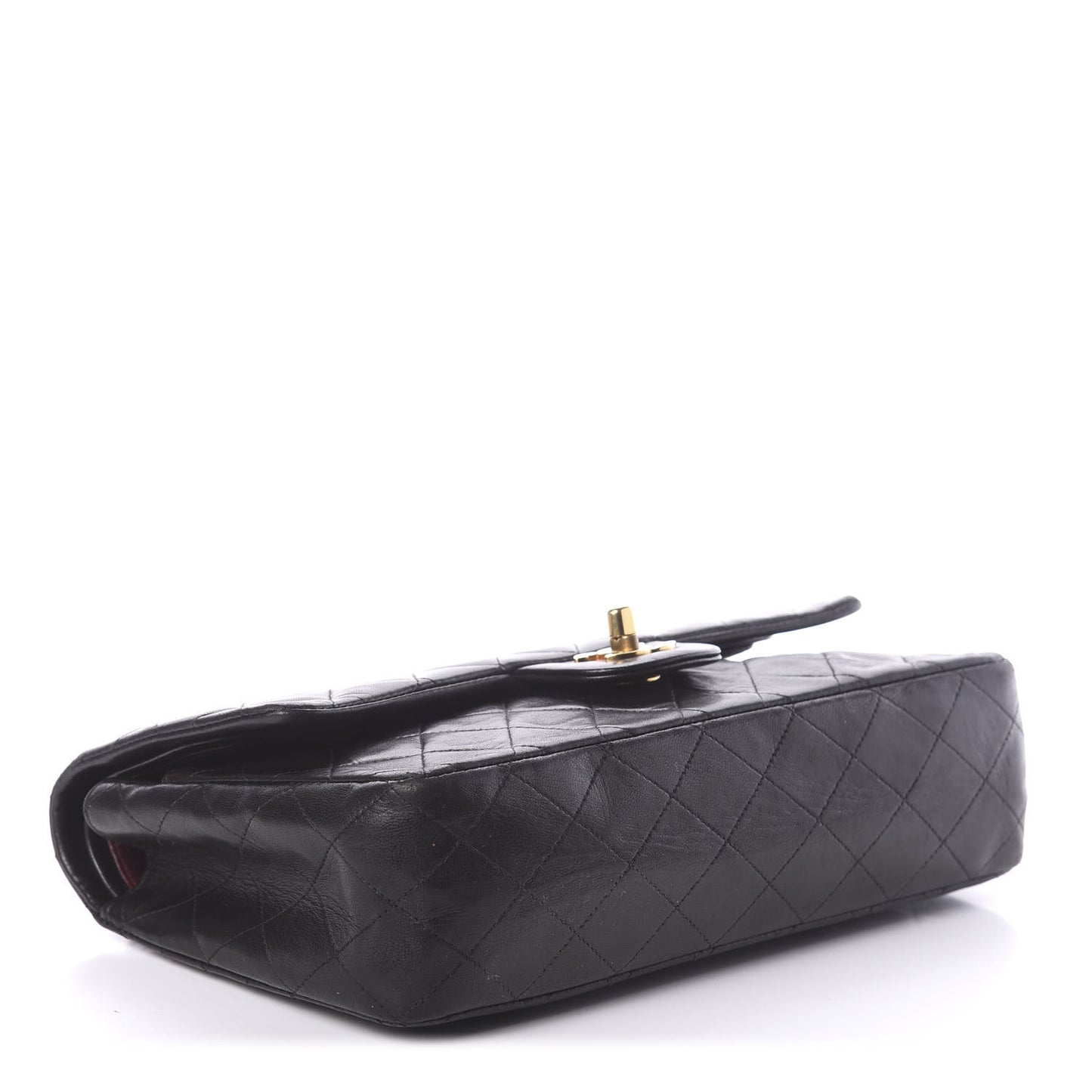 Lambskin Quilted Medium Double Flap Black