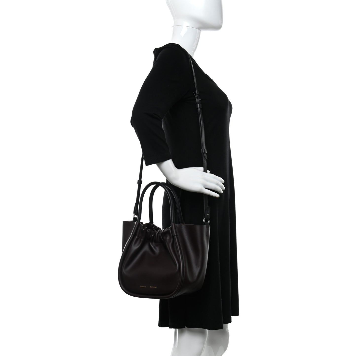 Calfskin Small Ruched Tote Chocolate Plum