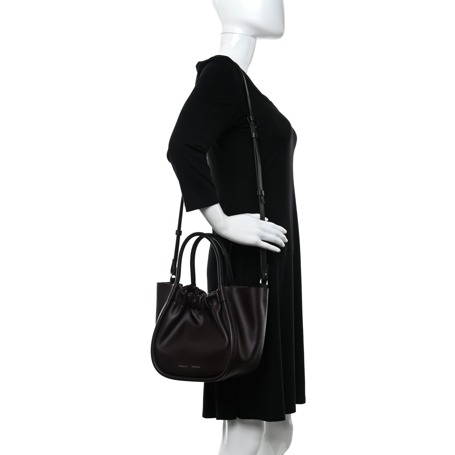 Proenza Schouler Calfskin Small Ruched Tote Chocolate Plum 2 of 13