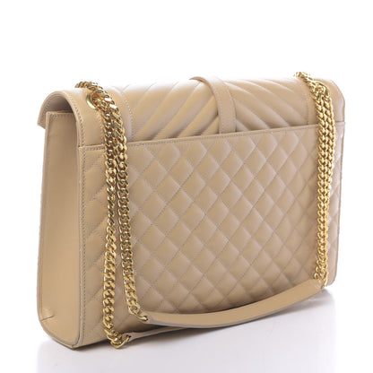 Saint Laurent Grain De Poudre Large Tri-Quilt Monogram Satchel Dark Beige 3 of 9