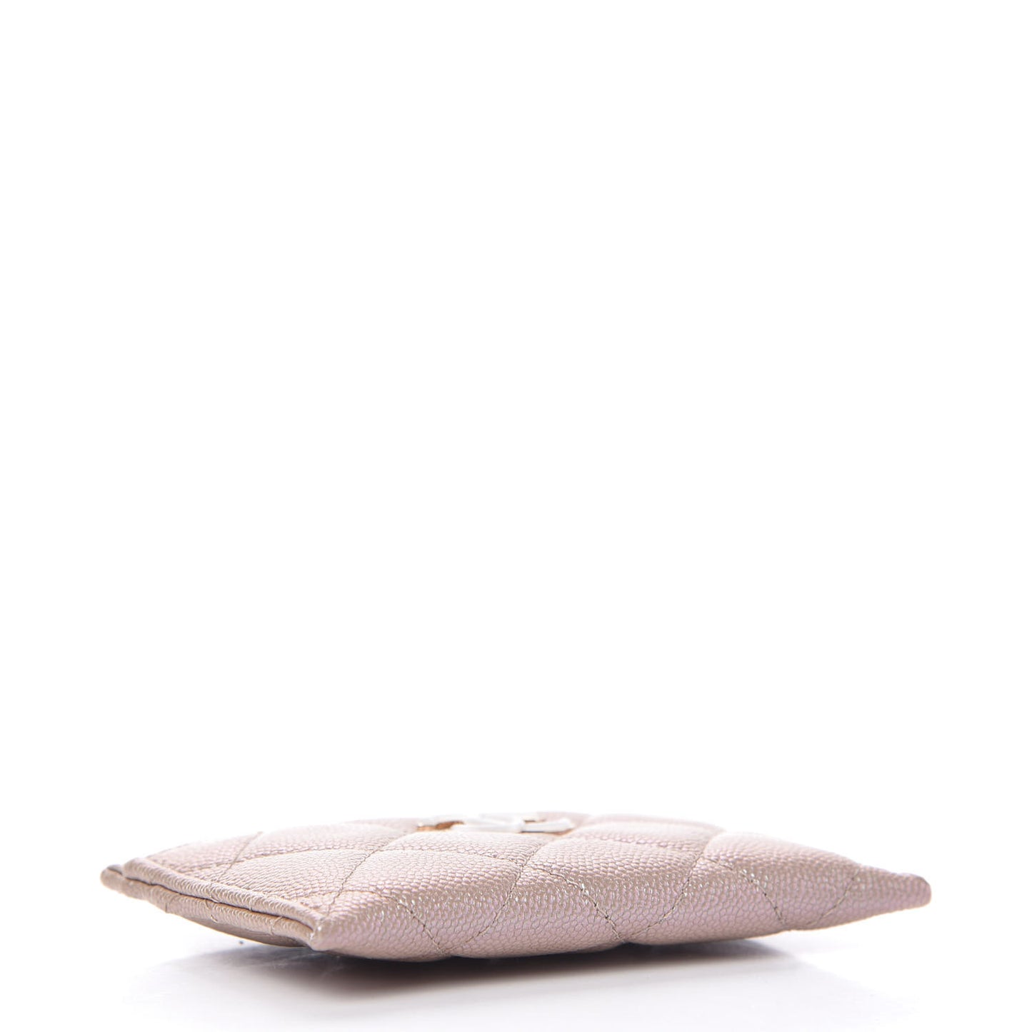 Iridescent Caviar Quilted Card Holder Beige