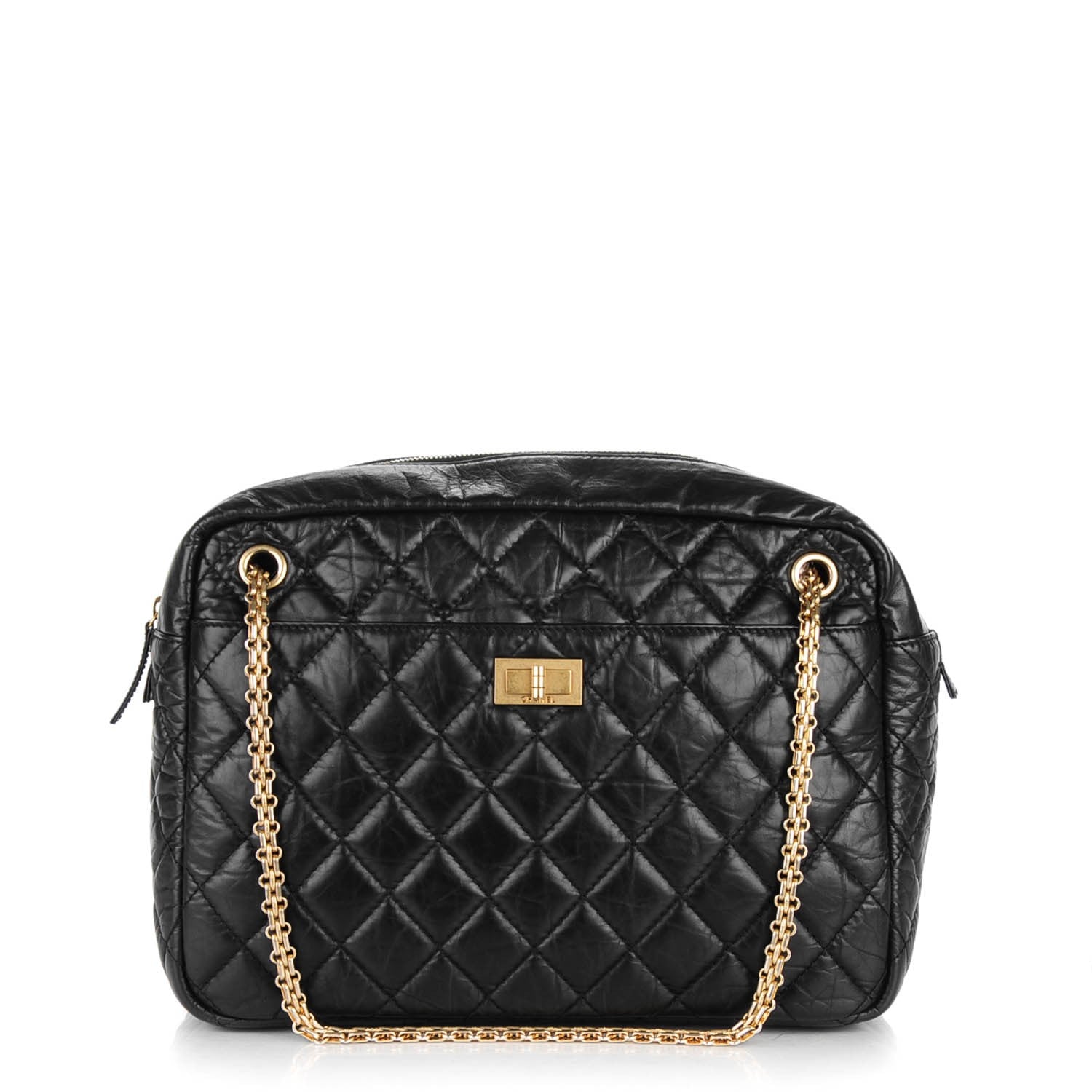Chanel Aged Calfskin Quilted Large Reissue Camera Case Black 1 of 7