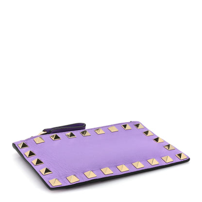 Valentino Garavani Calfskin Rockstud Coin Case Card Holder Glicine 5 of 12