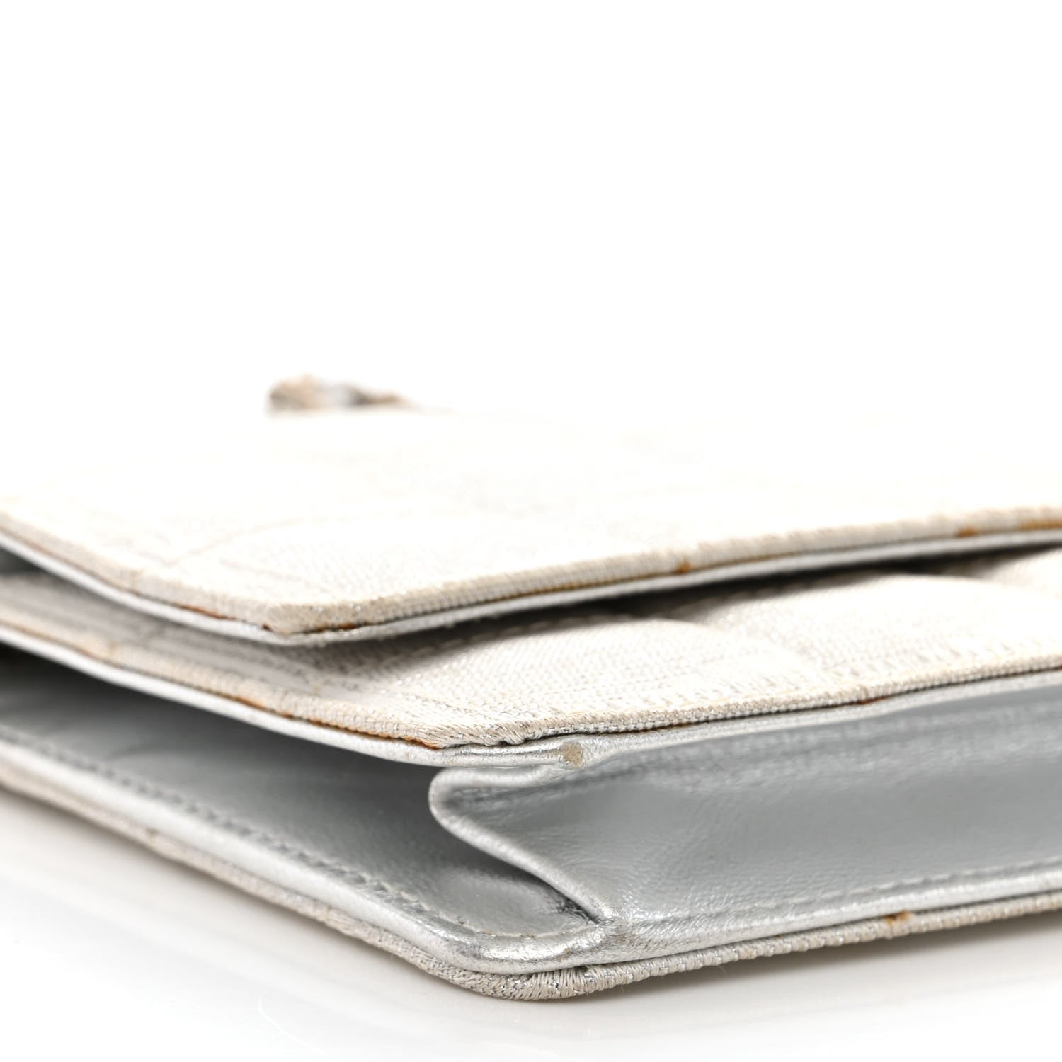 Chanel Nylon Travel Wallet On Chain WOC Metallic Silver 10 of 20