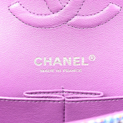 Chanel Tweed Quilted Medium Double Flap Blue Pink Orange 6 of 11