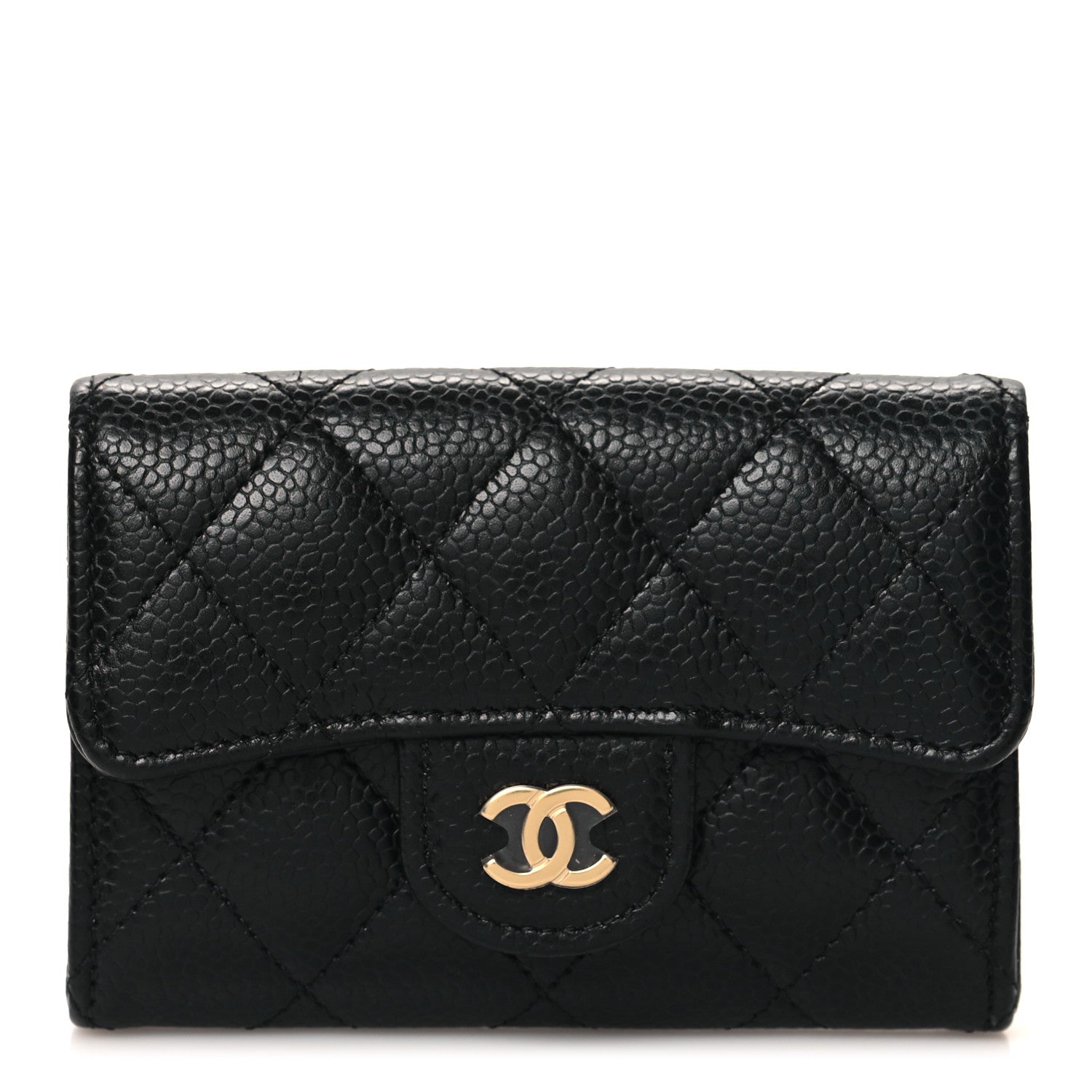 Chanel Caviar Quilted Flap Card Holder Wallet Black 1 of 9