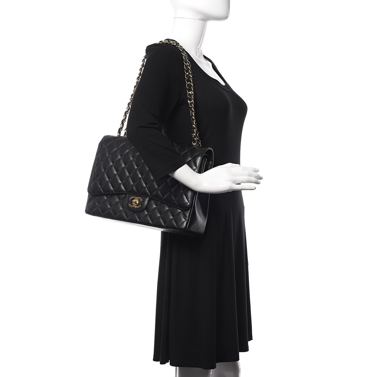 Caviar Quilted Maxi Double Flap Black