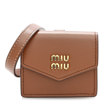Miu Miu Nappa Flap Pouch Bag Charm Cognac Orange 1 of 8