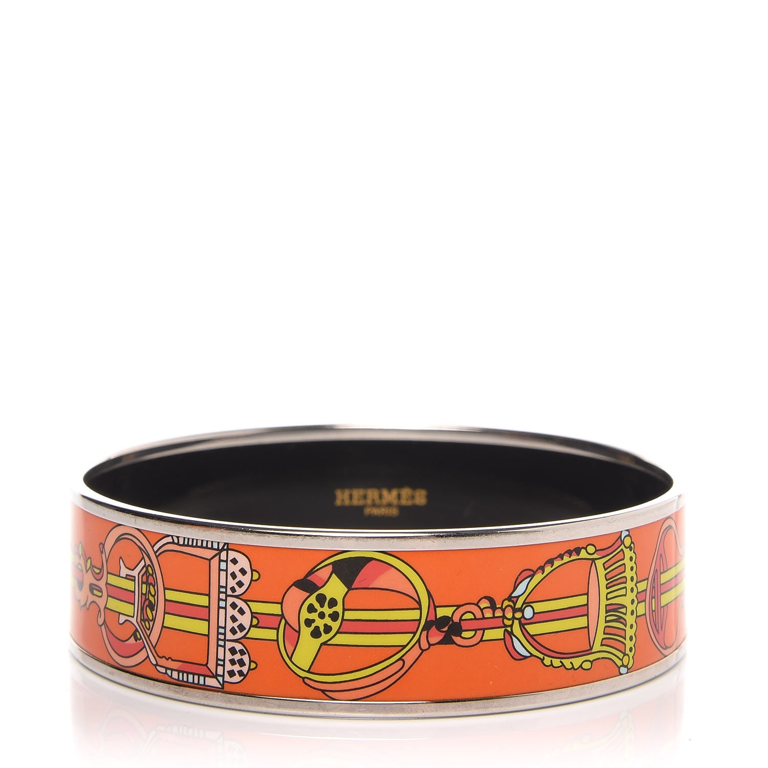 Hermes Enamel Printed Wide Concours D'Etriers Bracelet 65 1 of 5