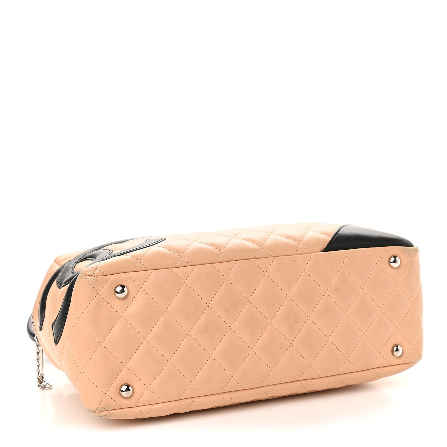 Calfskin Quilted Large Cambon Bowler Beige Black