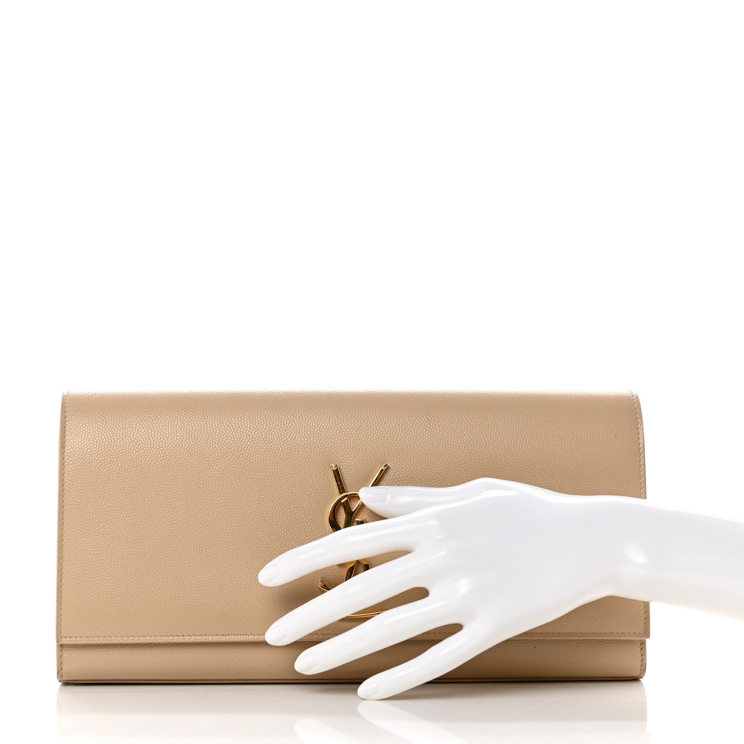 Saint Laurent SAINT LAURENT Grain De Poudre Classic Monogram Cassandre Clutch Nude Powder 2 of 10