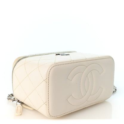 Chanel Lambskin Quilted Crystal Links Top Handle Vanity Case With Chain White 4 of 12