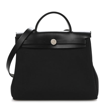 Hermes Military Toile Vache Hunter Herbag Zip Retourne 31 PM Black 1 of 11