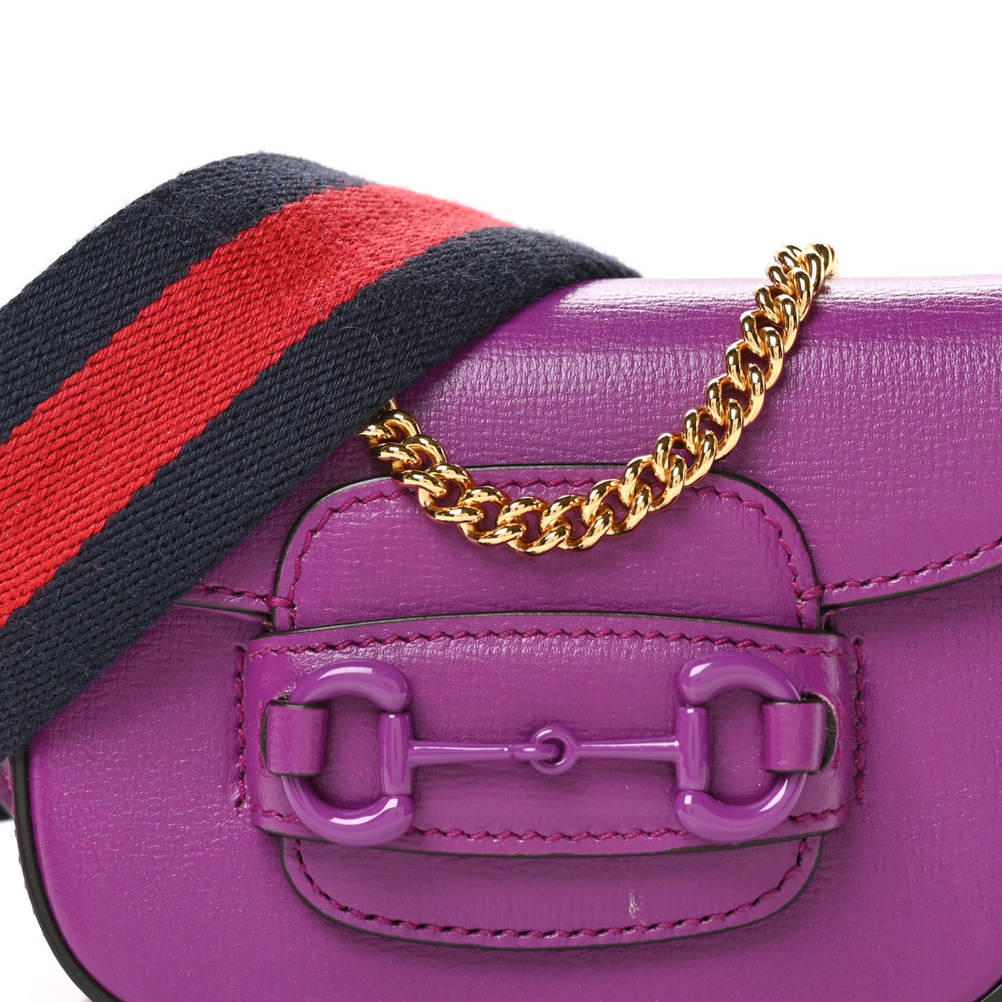 Azalea Calfskin Web Monochrome Horsebit 1955 Wallet On Strap Purple