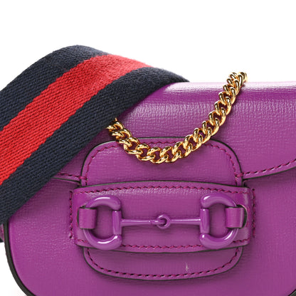 Gucci Azalea Calfskin Web Monochrome Horsebit 1955 Wallet On Strap Purple 8 of 10