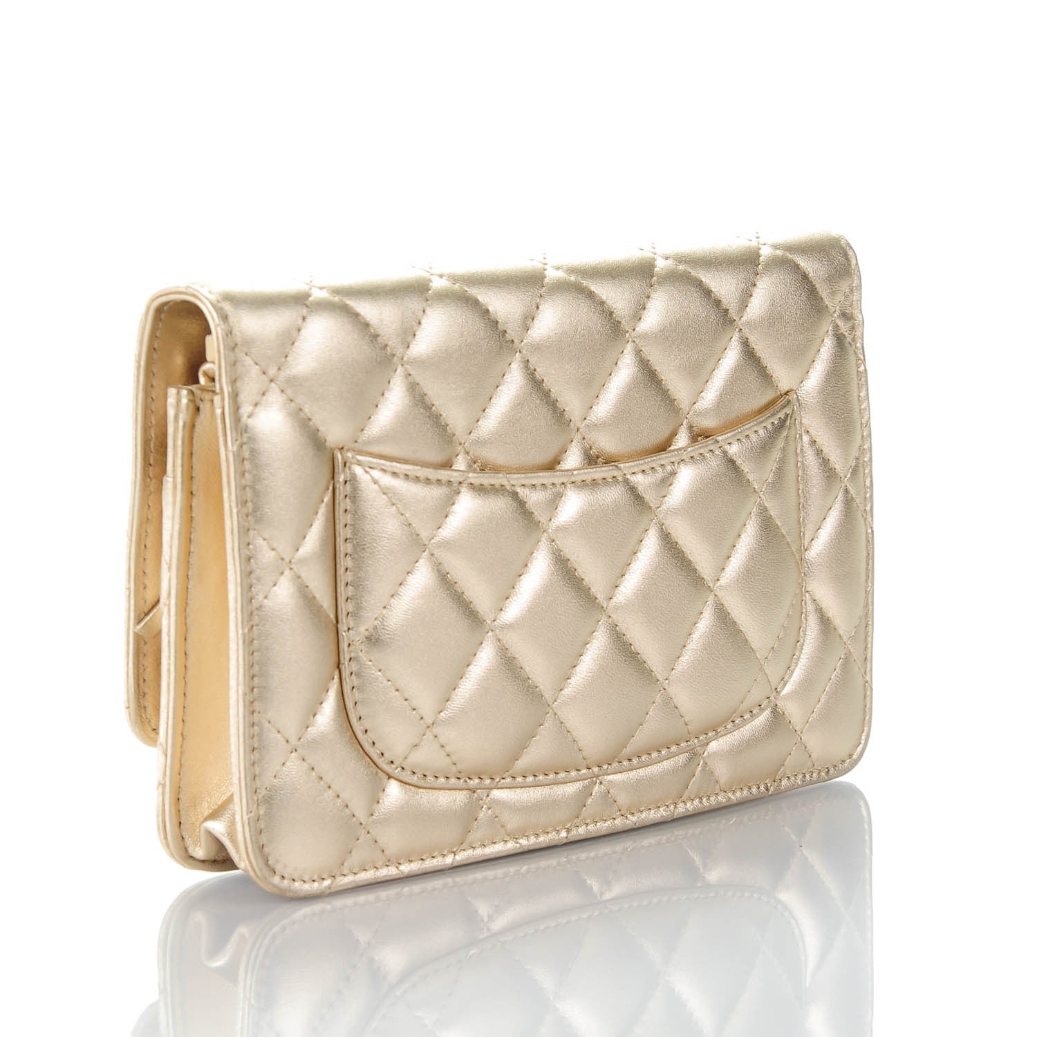 Chanel Metallic Lambskin Wallet On Chain WOC Gold 6 of 16